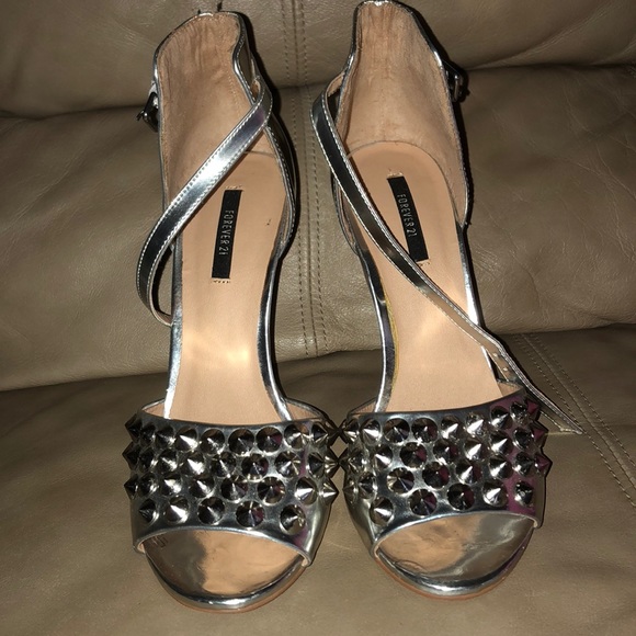 Forever 21 Shoes - Silver heels
